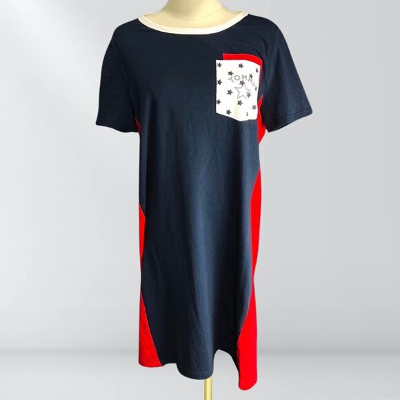 Tommy Hilfiger Blue & Red Short Sleeve T-Shirt Dress - Picture 1 of 5